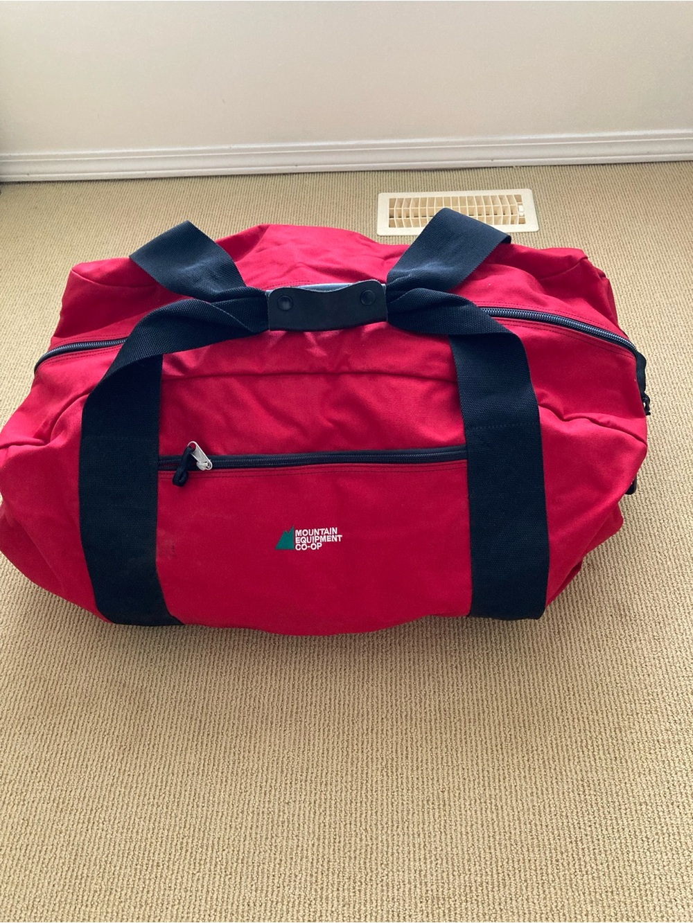 Vintage MEC Mountain Equipment Co-Op Large Duffel Bag Red